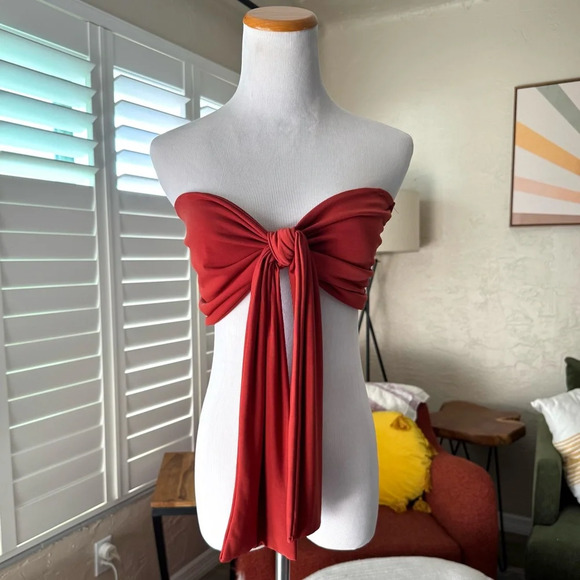 Windsor Orange/red bandeau with removable front tie - Picture 1 of 6